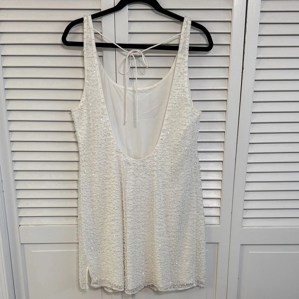Abercrombie & Fitch White Beaded Mini Dress - Picture 13 of 15